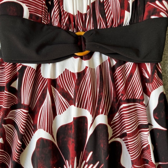Vintage Y2K 2000 Floral Red Black White Cocktail Summer Dress Size Large - Picture 4 of 14